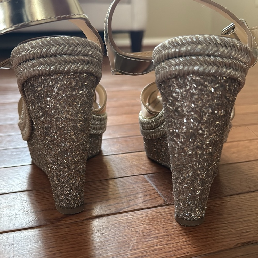 Christian louboutin espadrille glitter wedge sz 38 - Picture 8 of 14